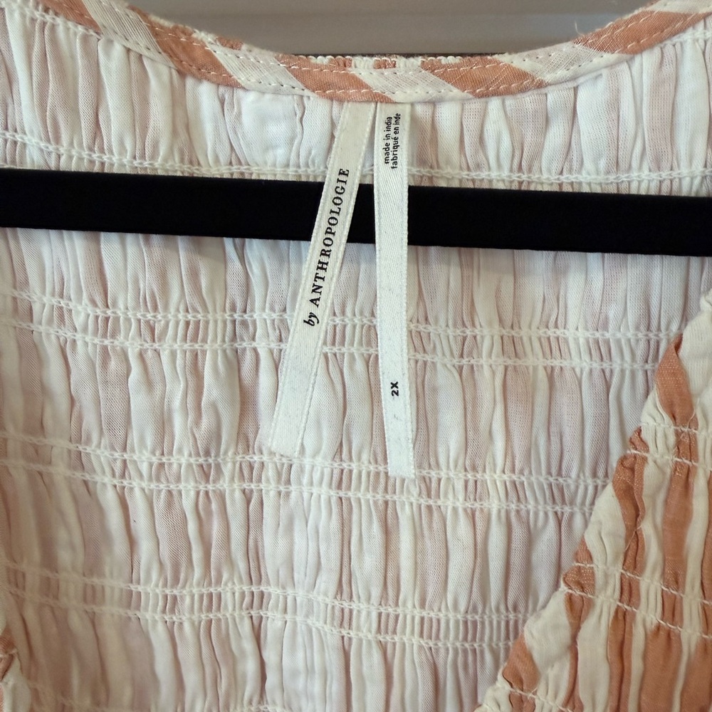 Anthropologie Peach and White Striped Peregrine Maxi Dress 2X - Picture 4 of 5
